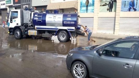 هبوط أرضي مفاجئ أمام "المركزي للمحاسبات" بصلاح سالم