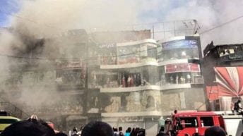 حريق هائل في منطقة وكالة البلح: 13 سيارة إطفاء